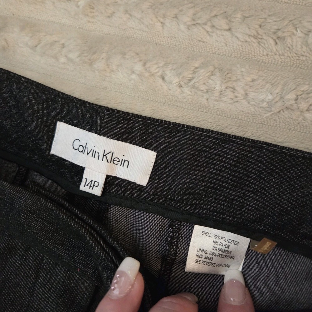 Calvin Klein 14P Blazer Pants Womens Charcoal Grey Two Button Suit Set - Picture 10 of 16